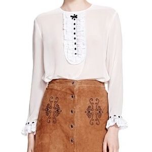 The Kooples Ruffle Bib Blouse size Medium NWT